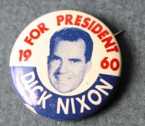 Richard Nixon I'm For Dick Nixon 1960 Picture Lithographed Campaign Pinback Pin - Picture 1 of 1