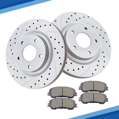 Front Drilled Rotors Ceramic Brake Pads Brakes for 2014 - 2016 2017 Nissan Rogue - Изображение 1 из 4
