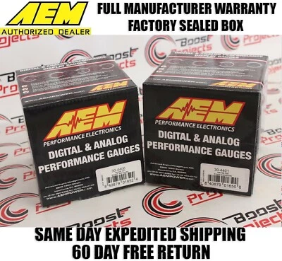 AEM 2 Digital Gauges Combo Set 52mm Oil / Fuel Pressure + Turbo Boost PSI Gauge  - Image 1 of 4