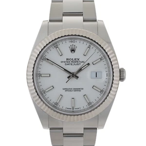 Rolex Datejust 126334 White Stick Dial 41mm 18k Gold Bezel Automatik Uhr + Box - Bild 1 von 12
