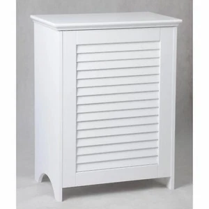 White Wooden Hamper Bathroom Laundry Storage Bin Clothes Basket Home Organizer - Picture 1 of 4