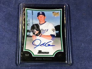 G3-15 BASEBALL CARD - JOSH GEER PADRE ROOKIE - 2009 TOPPS - AUTOGRAPHED