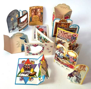 Vintage Israel 10 Shana Tova Folding Cards Lot New Year Opening Card 60/70's lot - Picture 1 of 3