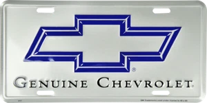 CHEVROLET ORIGINAL BOWTIE LOGO NUMMERNSCHILD METALL LACKIERT SILBER SCHILD GEPRÄGT  - Bild 1 von 2