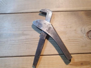 2 x Llave de tubo de huella vintage llave ajustable herramientas herramienta mecánica antigua - Imagen 1 de 5