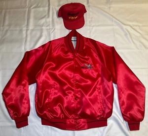 Giacca vintage Snap-On Tools raso Horizon XL con cappello Racing rosso anni 80 USA Bundle - Foto 1 di 13