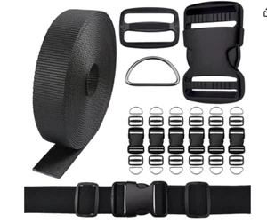 CooBigo 3/4 Inch Buckles Straps Set 6 Yards 6 Pairs Buckles 12 Clips D-rings - Picture 1 of 2