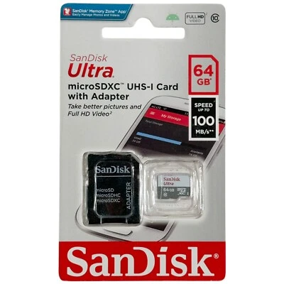 Sandisk Ultra Micro SDXC UHS-I Card Memory With Adapter 64GB (NEW) - Image 1 of 2