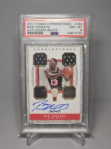 2017-18 Cornerstones Rookie Bam Adebayo Quad Jersey Auto /199 #164 PSA 8 - Foto 1 di 2