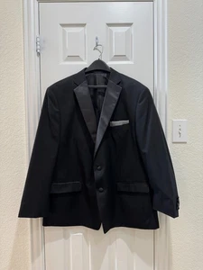 Giacca smoking uomo Calvin Klein 52R nero raso risvolto blazer 2 bottoni - Foto 1 di 18