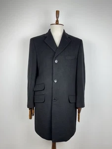 Men’s Greenwoods Cashmere Blend Charcoal Overcoat 3-Button UK Made 40R - Picture 1 of 9