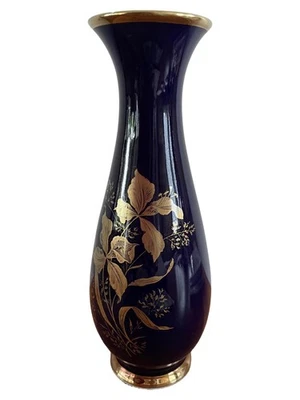 KPM Royal Bavaria Porzellan Vase Blau Gold Blattdekor 20cm Klassisch - Bild 1 von 4