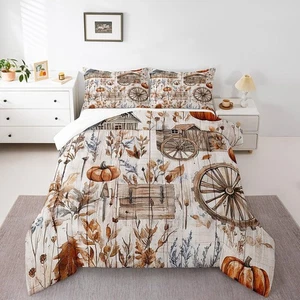 Harvest Season King Size Comforter Set,Kids Happy Fall Decor All Season Beddi... - Foto 1 di 6