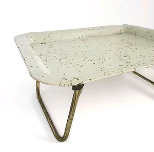 ■ MCM Oro SPAGHETTI Cuerda TV Bandeja Mediados de Siglo Moderna Plegable Metal Mesa de Regazo ■ - Imagen 1 de 15