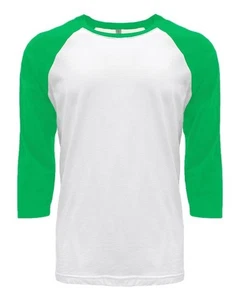Next Level Apparel - Unisex 3/4 Sleeve Raglan T-Shirt - Kelly Green/White - XS - Picture 1 of 2