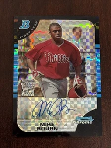 2005 Bowman Chrome First Year X-Fractor /225 Michael Bourn Mike Rookie Auto RC - Picture 1 of 2