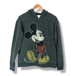 Disney Parks Mickey Mouse Graphic Hoodie XL Charcoal Gray Full Zip Sweatshirt - Picture 1 of 5