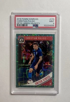 CHRISTIAN PULISIC 2018-19 Panini Donruss Optic Green Velocity 168/200 PSA 9 MINT - Image 1 of 4