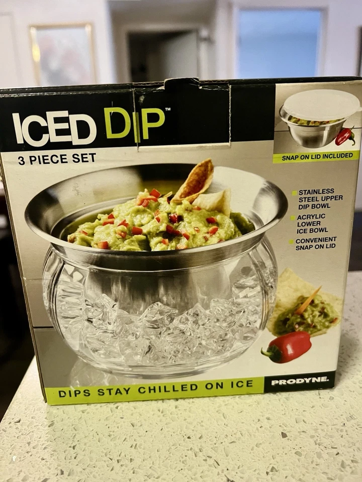 Prodyne Iced Dip On Ice 22Oz Stainless Steel Serving Bowl 3 Piece Set - Image 1 of 3