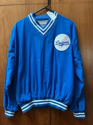 Jaqueta LA Dodgers AUTÊNTICA VINTAGE ANOS 80 linha de giz WARM UP Coach Pull Over EUA 12 - Imagem 1 de 4