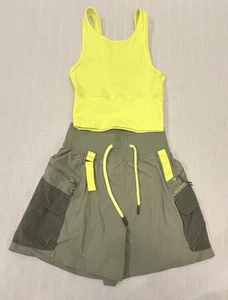 Lululemon Neon Power Pivot Tank Green Multi Pocket Cargo Shorts Set Hiking 0 - Afbeelding 1 van 18