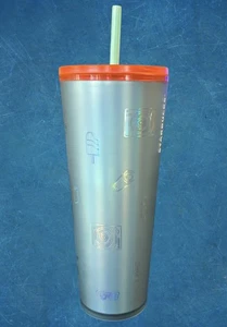 Starbucks Back To School Emoji Cup Icy Blue Soft Touch Cold Tumbler Venti New - Picture 1 of 8