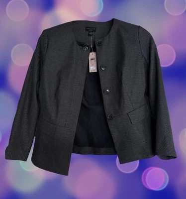 Ann Taylor Factory Women’s Black White Gray Blazer Jacket Size 0 Petite NEW NWT - Image 1 of 4