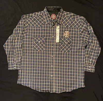 Nueva Camisa De Colección West Coast Chopper/J.James Manga Larga Estampado Occidental BlueTan R XL Foto 1 de 4
