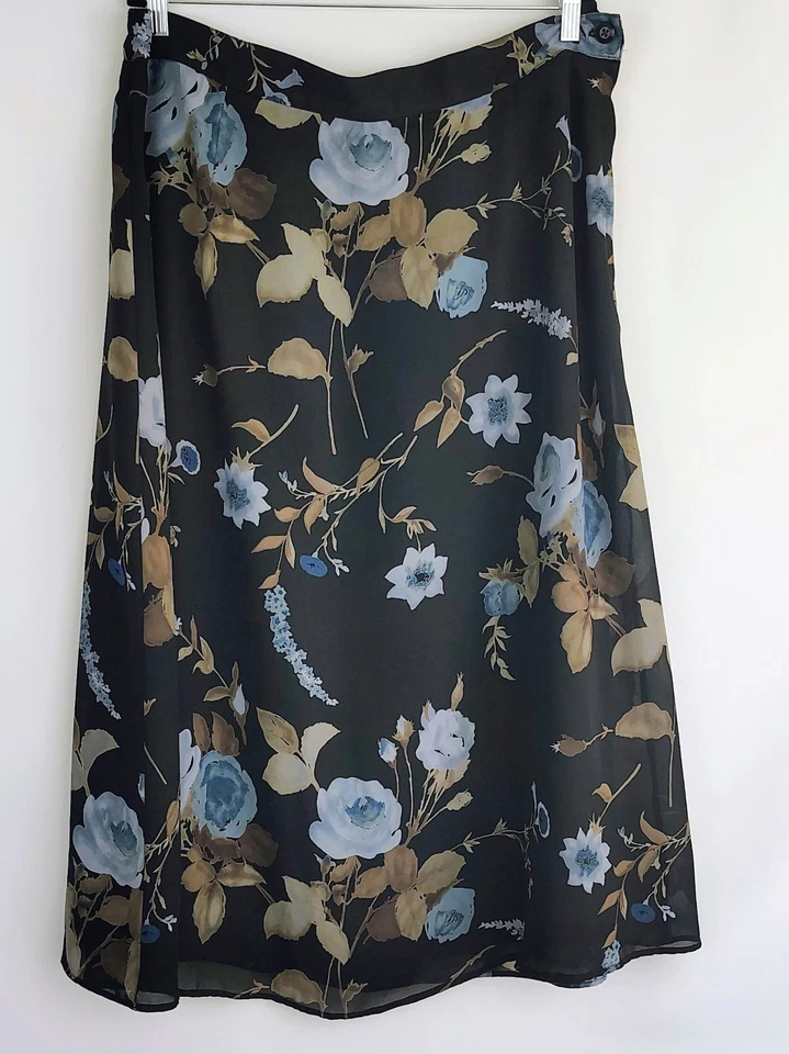 Lane Bryant Designs Skirt Womens Plus 18/20 Floral Blue Fall Print Flowy Cottage - Image 1 of 4