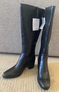 NWT NATURALIZER Harbor WC Black Leather Knee High Wide Calf Boots Sz 9.5M WC - Picture 1 of 12