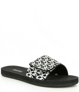 MICHAEL KORS MK LOGO SCHWARZ WEISS KRISTALL ADJ POOL RUTSCHEN 8 9 10 11 I LOVE SCHUHE - Bild 1 von 6