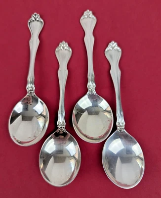 4 cucharas sopera crema tazón redondo George & Martha de Westmorland de plata esterlina 6" Foto 1 de 4