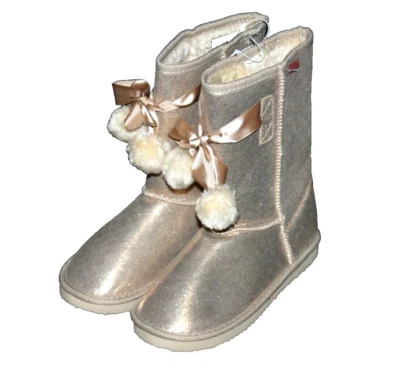 Josmo Niñas Pequeñas Jóvenes Invierno Moda Botas Dorado Imitación Piel Sin Cordones Talla 2 Nuevas con Etiquetas Foto 1 de 4