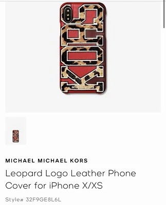 Funda de cuero a presión con estampado de guepardo Michael Kors para iPhone X/XS NUEVA CON ETIQUETAS Foto 1 de 4