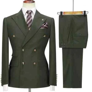 Business Men Suits Slim Fit Double Breasted Peak Lapel Formal Prom Spring Summer - Picture 1 of 16
