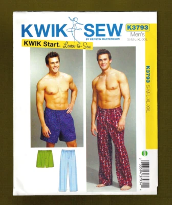 Men's Pajama Pants or Shorts Learn-to-Sew Pattern (Sizes S-XXL) Kwik Sew 3793 - Image 1 of 4