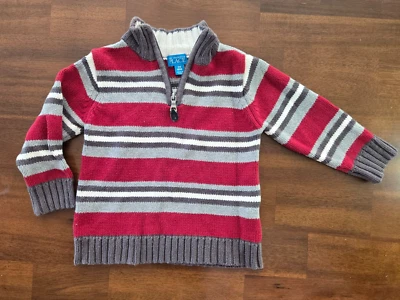 The Children’s Place Red and Gray Striped Knit Baby Sweater - Size 24 Months - Image 1 of 4