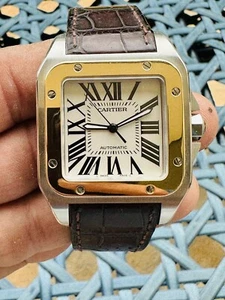 Genuine Cartier Santos 100 XL Automatic 18K Yellow Gold Stainless Steel Look! - Picture 1 of 9