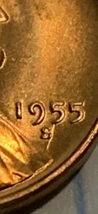 1955 S Lincoln Cent Penny Die Crack Through “S” Error From Orig Bank Roll BU Red - Picture 1 of 6