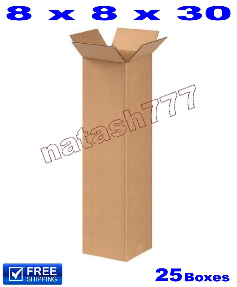 25 - 8x8x30 Cardboard Boxes 32-ECT Mailing Packing Shipping Corrugated Carton - Image 1 of 1