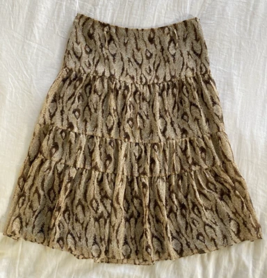 Nice! Apt 9 Skirt Peasant Tiered Mid Length Brown zip animal geometric sz 10 - Image 1 of 4