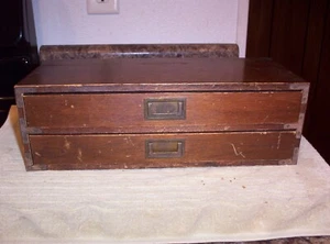 VINTAGE MELE 2 DRAWER JEWEL CASE / WOODEN BOX - Picture 1 of 9