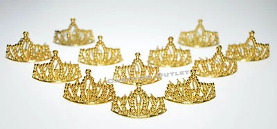 12 Princess GOLD CROWNS 迷你塑料 TIARA PRINCESS 生日最爱 RECUERDOS  — 第 1/4 张图片