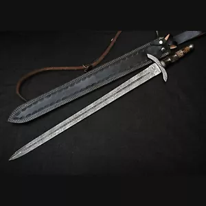 Custom HAND Forged Damascus Steel Viking Sword, Best Quality, Battle Ready Sword - Picture 1 of 3
