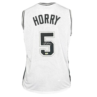 Robert Horry Signed San Antonio White Basketball Jersey (Beckett) - Image 1 of 3