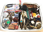 A Junk Drawer Vintage Collectible Tins Compact Key Chains Egg Stands Openers Etc
