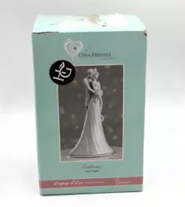Gina Freehill Embrace Cake Topper 9" Bride Groom White Fancy Language of Love - Picture 1 of 10