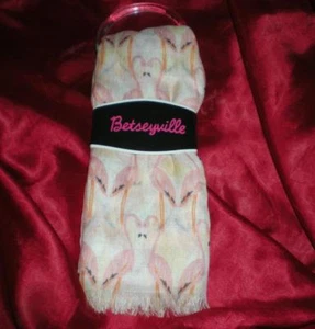 TROPICAL CHRISTMAS GIFT PINK FLAMINGO BETSEYVILLE PASTELS PINK and WHITE SCARF - Picture 1 of 7