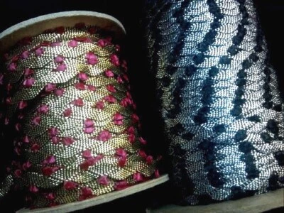 metallic ricrac picot 3/8" ric rac burgundy gold or black silver 1yd made in USA - Image 1 of 2