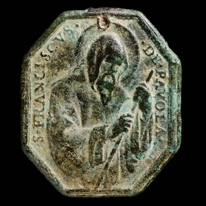 Medalla Siglos XVI-XVIII, Santo Sacramento / S. Francisco Paula - 39x34 mm. - Bild 1 von 3